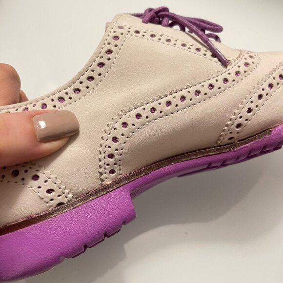 Cole Haan Women's Gray Purple Suede Wingtip Lace Up Alisa Oxford Shoes Size 5.5 - Picture 8 of 12